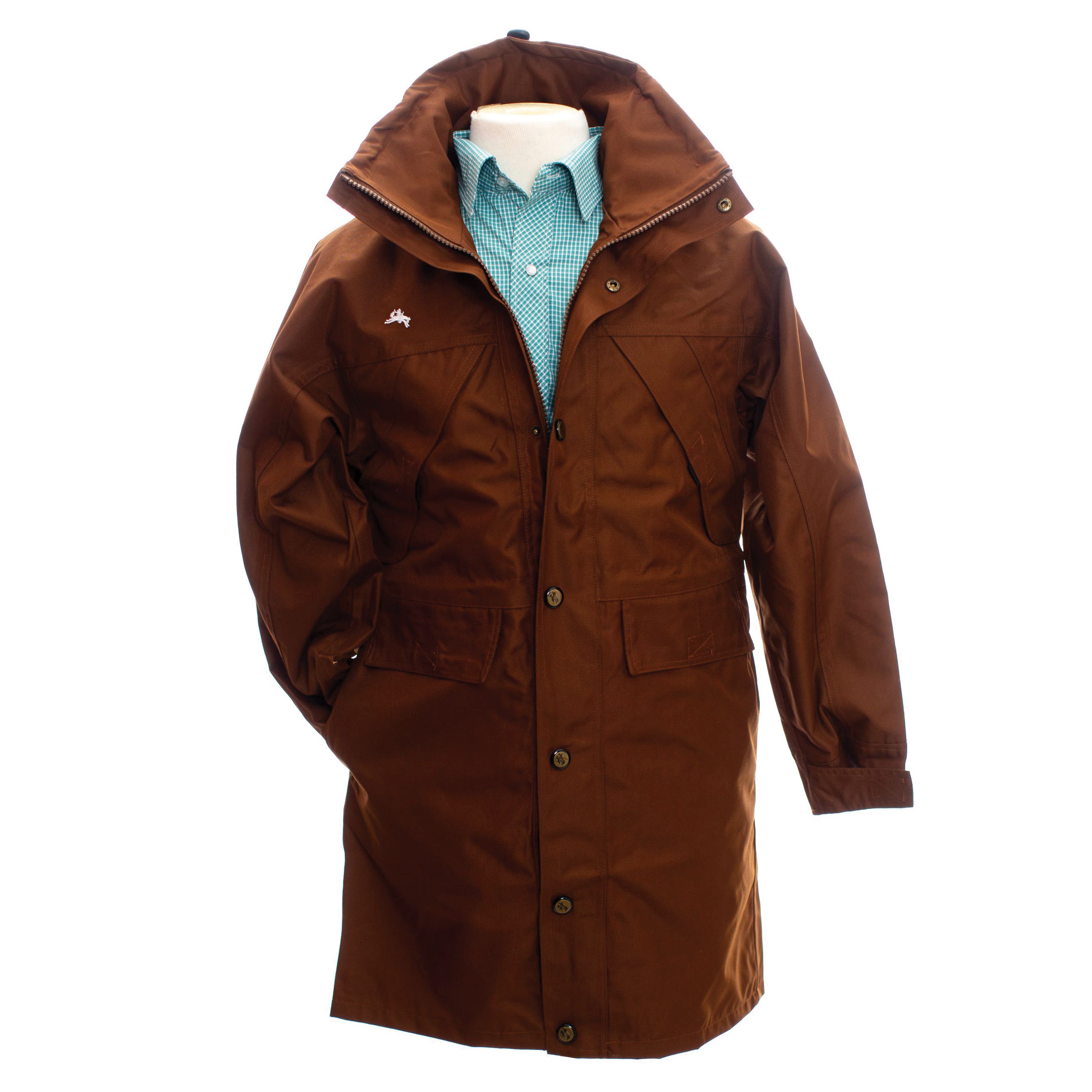 Wyoming Traders Oxford Rain Series Rain Slicker, L, Nylon, Coffee, Hooded, Hook and Loop, Zipper