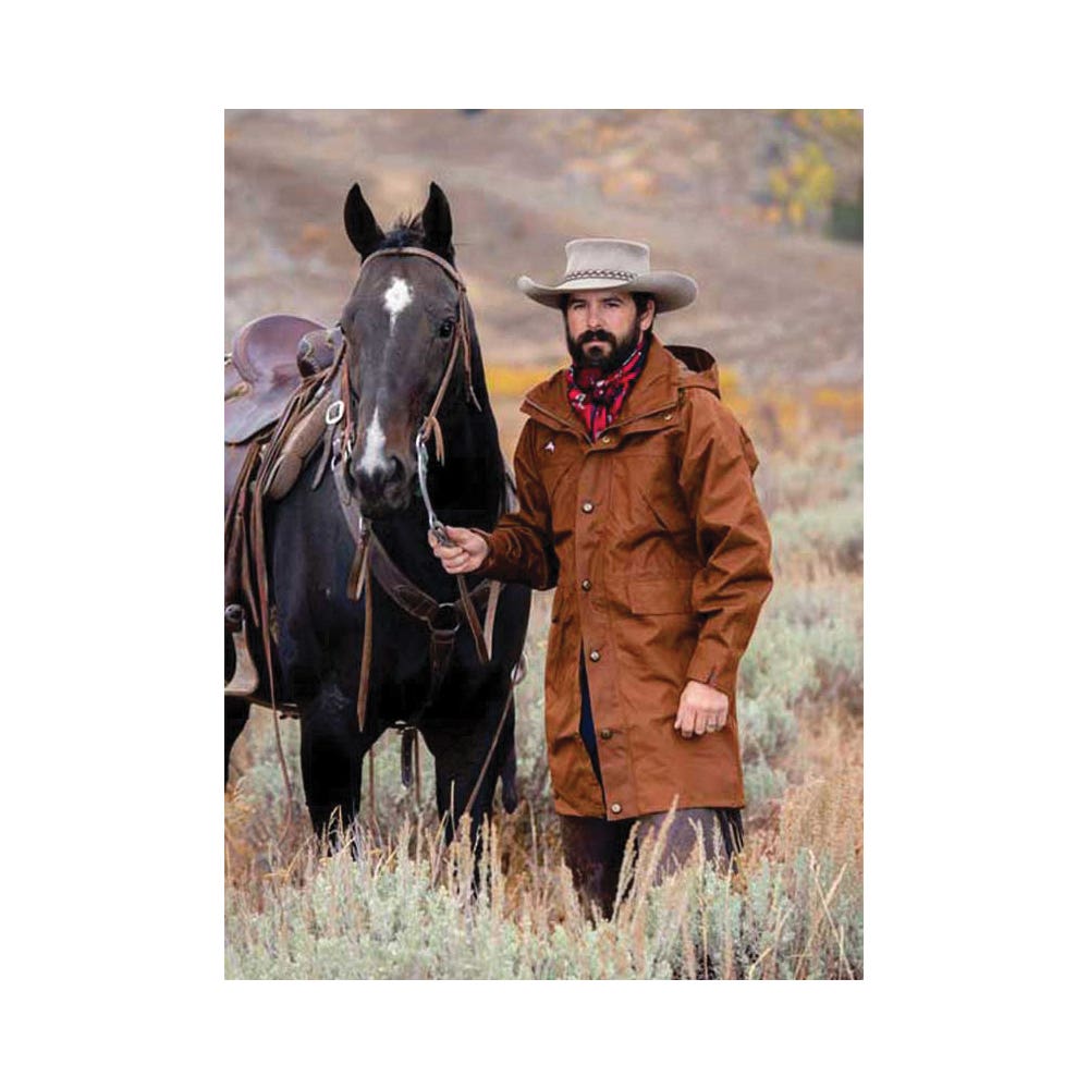 Wyoming Traders Oxford Rain Series Rain Slicker, L, Nylon, Coffee, Hooded, Hook and Loop, Zipper