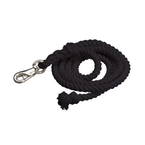 Colorado Saddlery Lead Rope with Bullsnap, 3/4 in Dia, 10 ft L, Cotton, Black