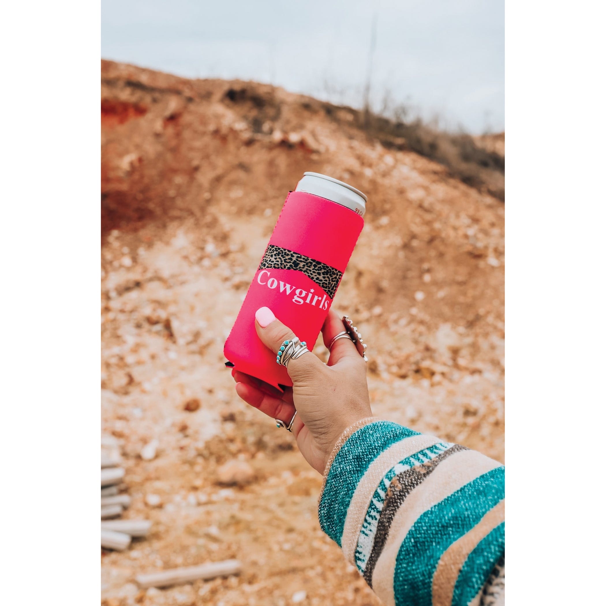 Front Porch Boutique Pink Cowboys and Cowgirls Tagged Tall Coozie