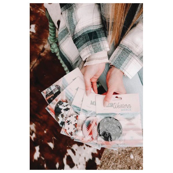 Front Porch Boutique Vintage Cowboy Patterns Car Coaster, 2 Pack