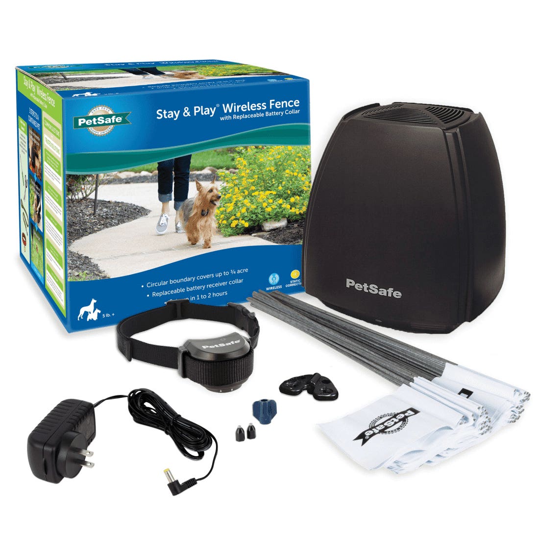 PetSafe Stay & Play Wireless Fence, Battery, 5 to 105 ft Control
