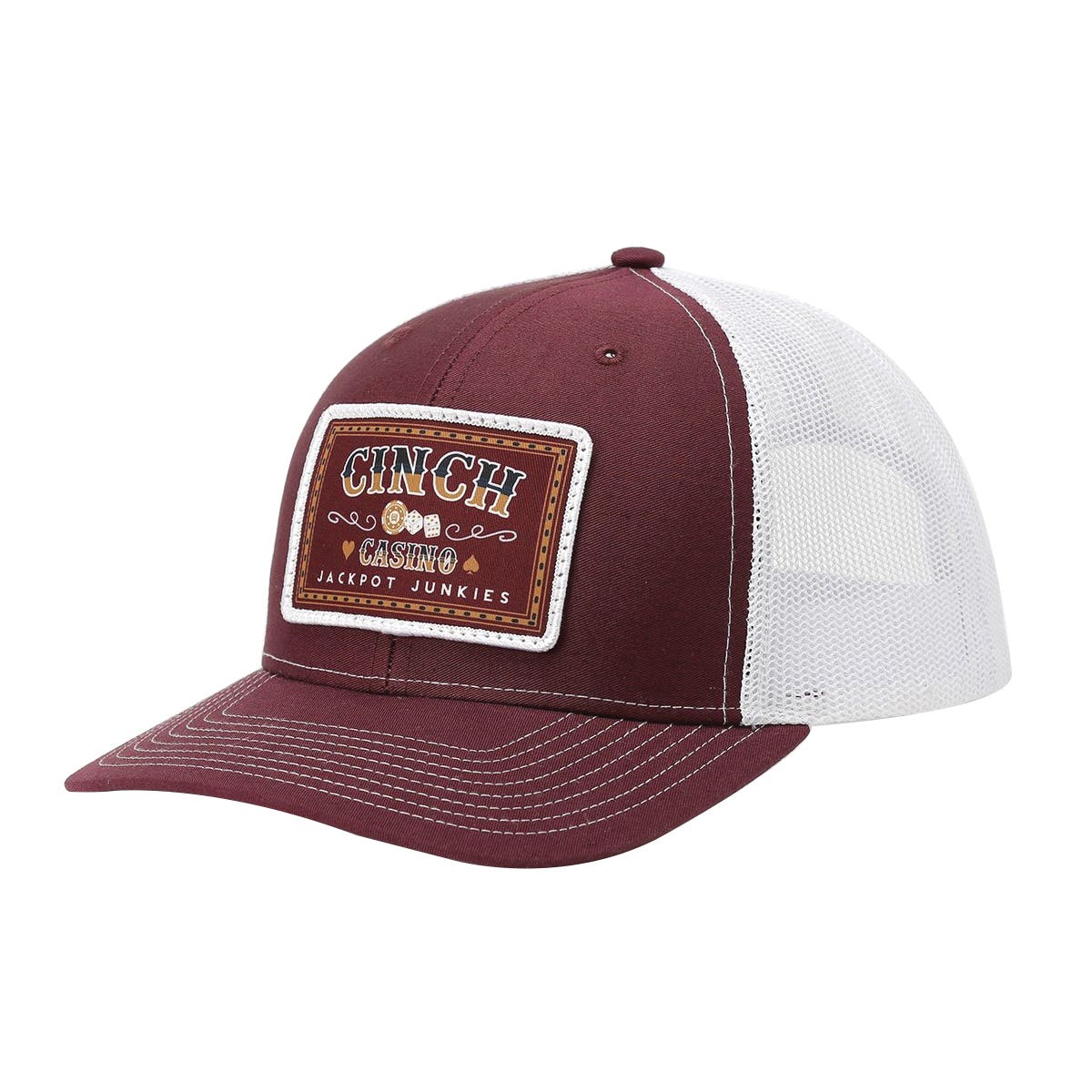Cinch Cap, Woven Logo Patch, Men's, One-Size, Burgundy/White