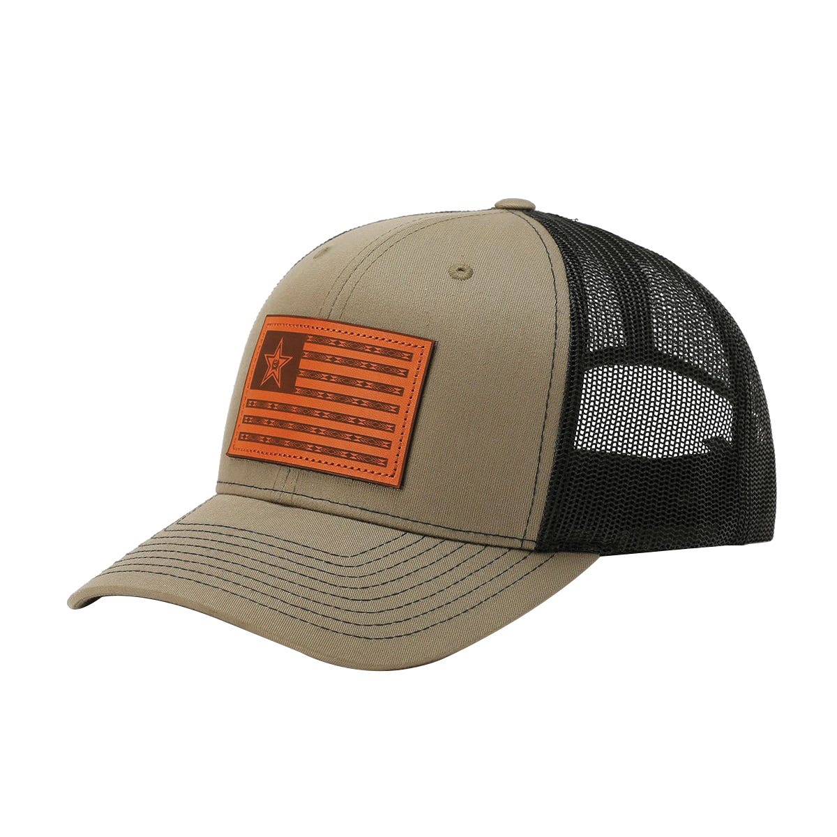 Cinch Cap, Faux Leather Laser Embossed Logo Patch, Men's, One-Size, Black/Loden