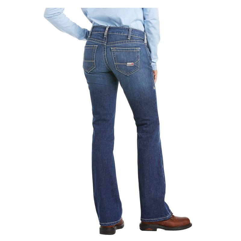 Ariat FR DuraStretch Basic Series 10016176-34R Women's Jeans, XL, 34 in, 33 in L, Blue Quartz, Bootcut, Regular Length