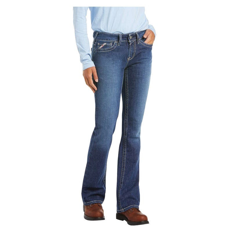 Ariat FR DuraStretch Basic Series 10016176-25R Women's Jeans, XS, 25 in, 33 in L, Blue Quartz, Bootcut, Regular Length