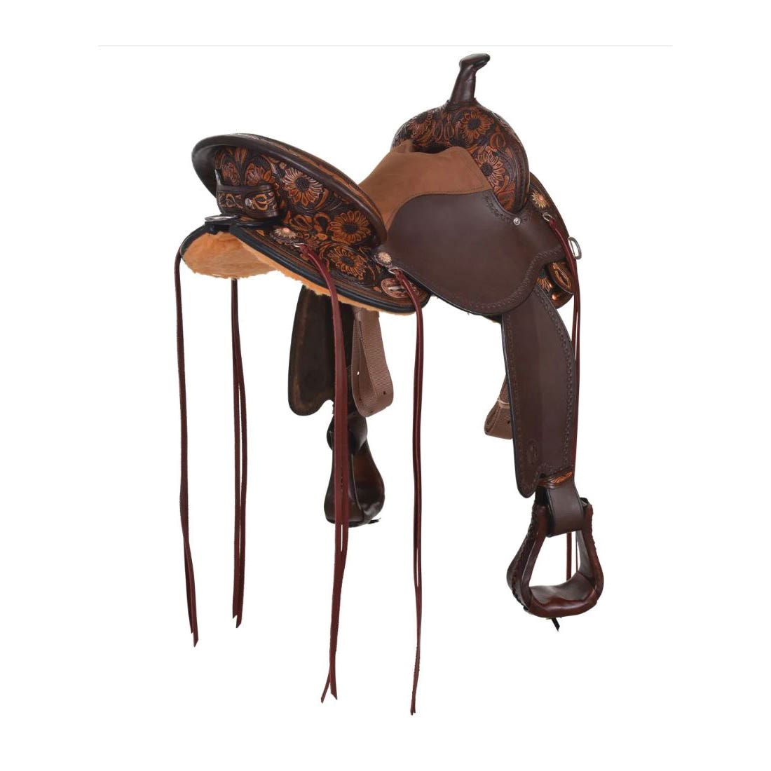 Circle Y Sunflower Flex2 Trail Series VIn.tage Leather Saddle, 15 In.