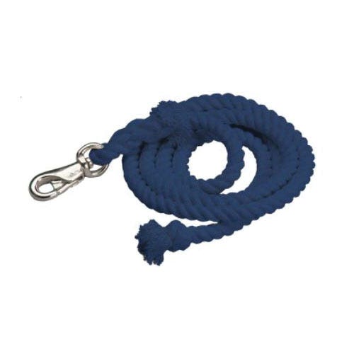 Colorado Saddlery Lead Rope with Bullsnap, 3/4 in Dia, 10 ft L, Cotton, Navy Blue