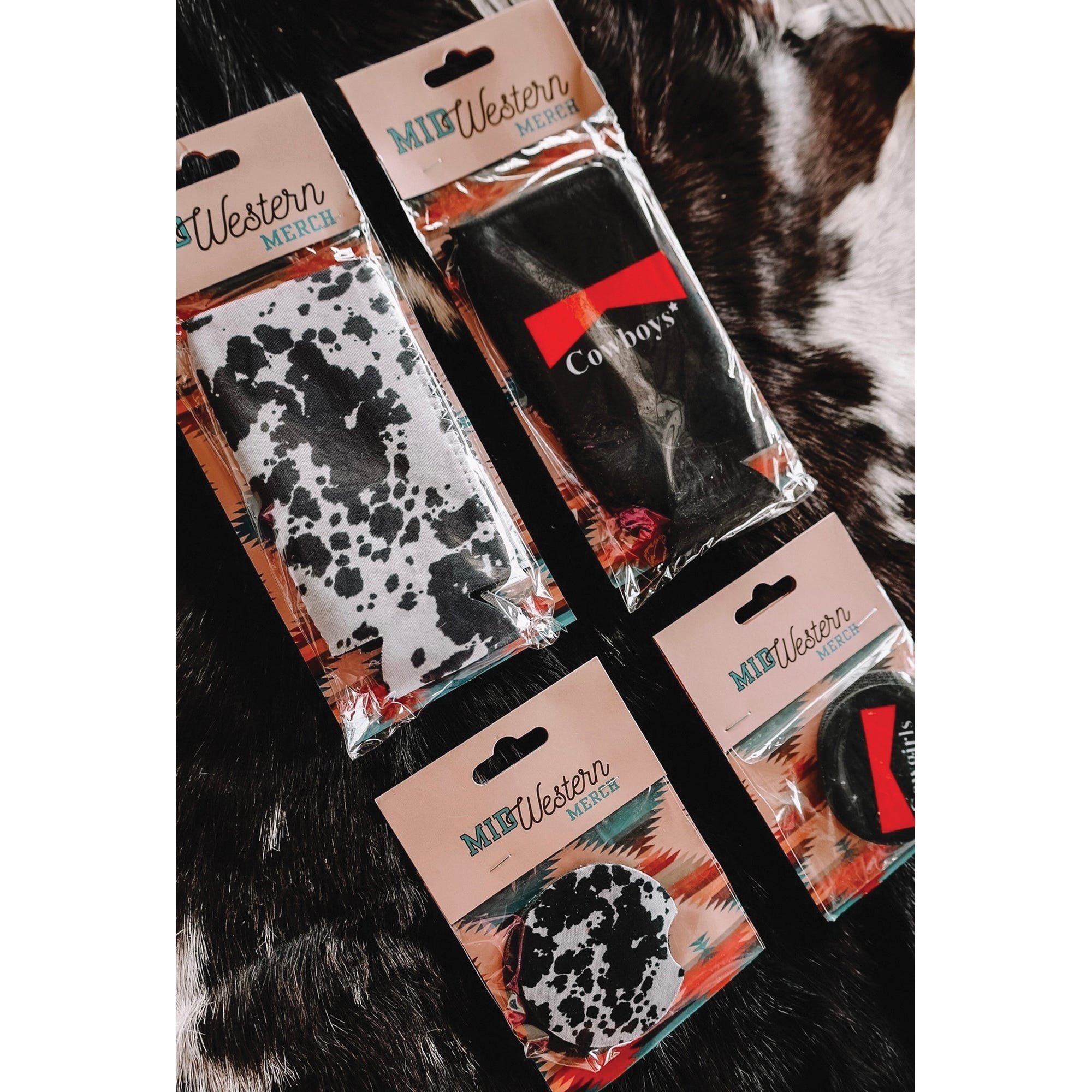 Front Porch Boutique Black and Red Cowboy and Cowgirl Tagged Tall Coozie