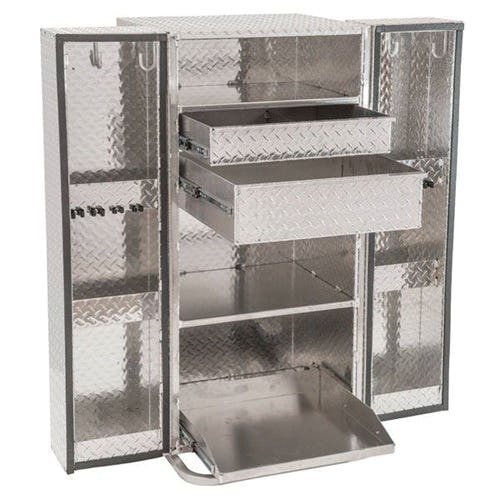 Weaver Livestock French Door Showbox, Aluminum, 24 in W, 60 in H, 27-1/2 in D