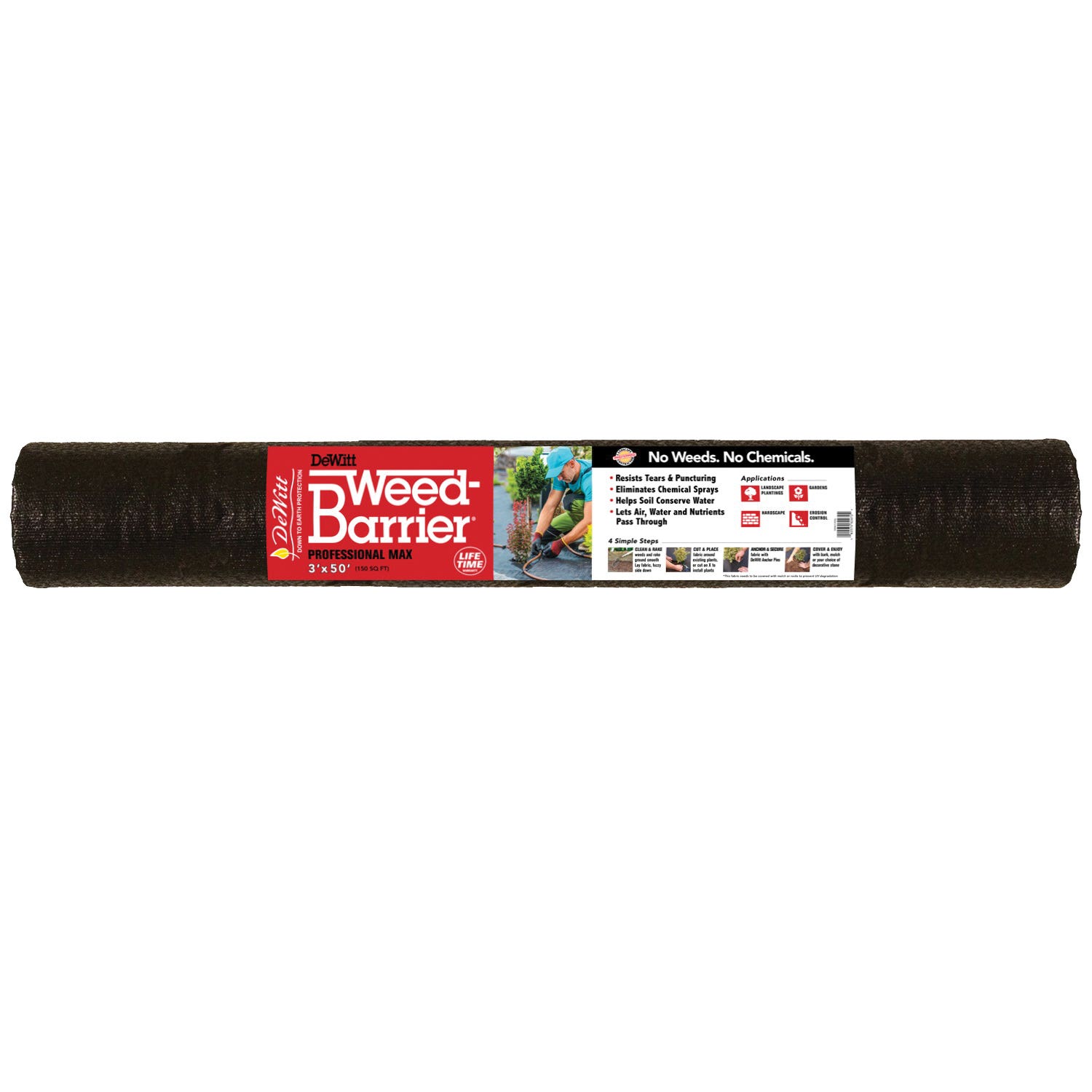 DeWitt Weed-Barrier Professional Max Weed Control, 1000 sq-ft Coverage Area, 250 ft L, 6 ft W, Black/Green