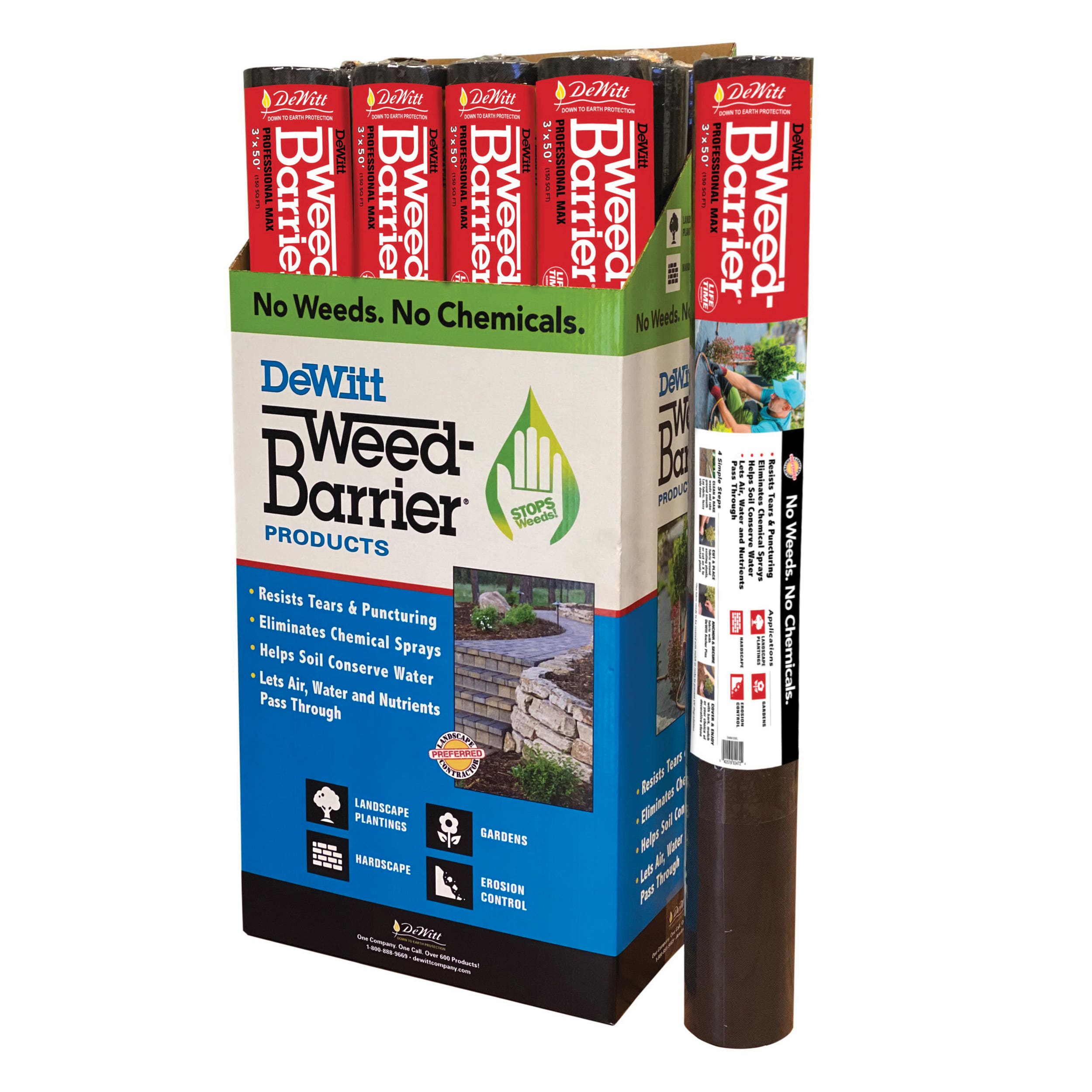 DeWitt Weed-Barrier Professional Max Weed Control, 1000 sq-ft Coverage Area, 250 ft L, 6 ft W, Black/Green