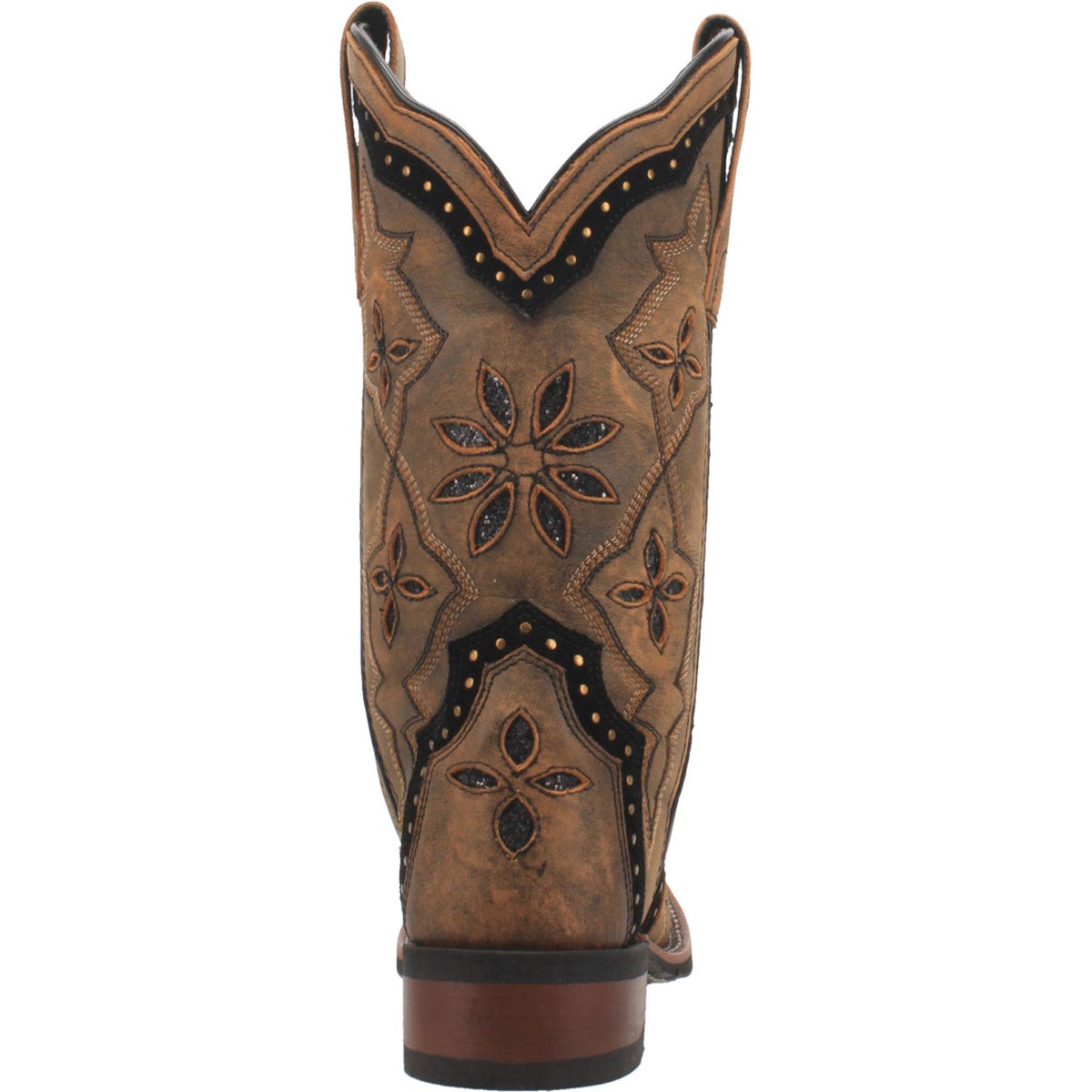 Laredo Bouquet Series Western Boots, 8, M W, Detailed Stitch, Glitter, Studded, Honey, Leather