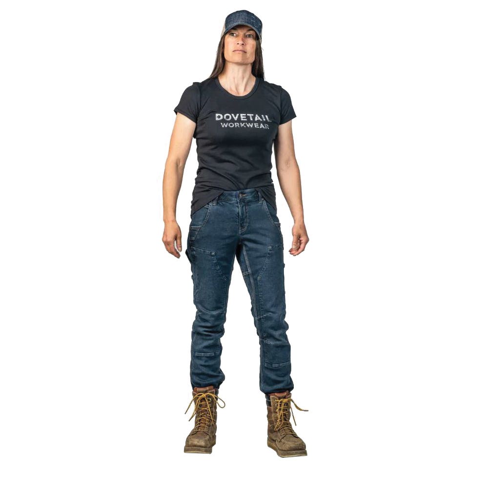 Dovetail Workwear Britt X Power Hemp Series Pants, 14 in, 32 to 36-1/2 in, 32 in L, Indigo, Straight
