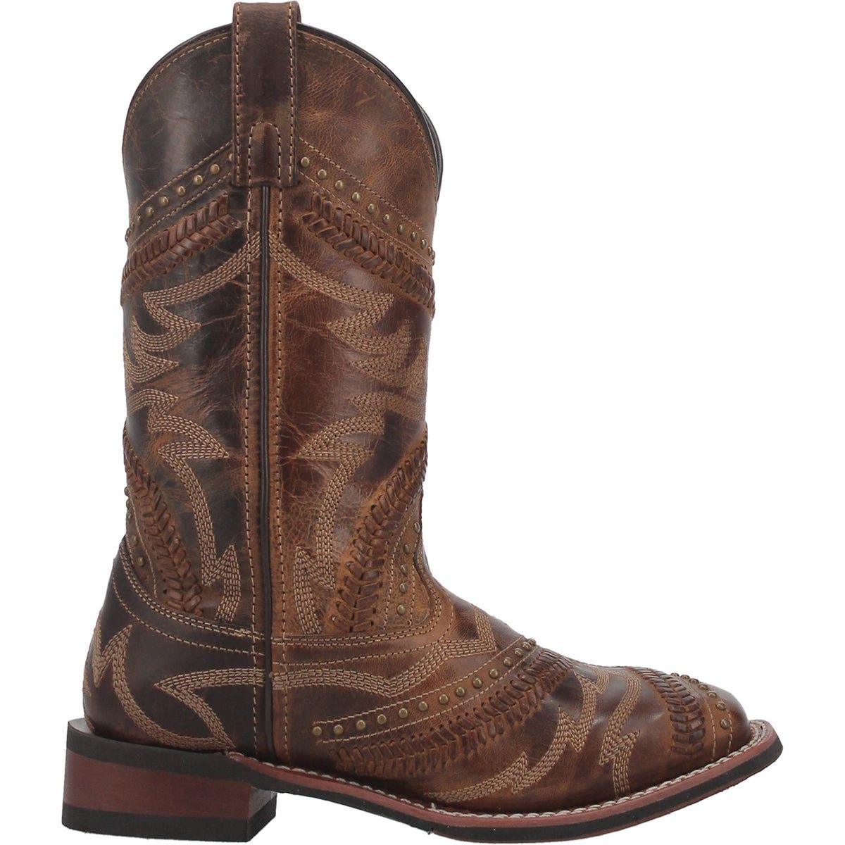 Laredo Charli Series Western Boots, 6.5, M W, Cheetah Printed, Embroidered, Studded, Tan, Leather