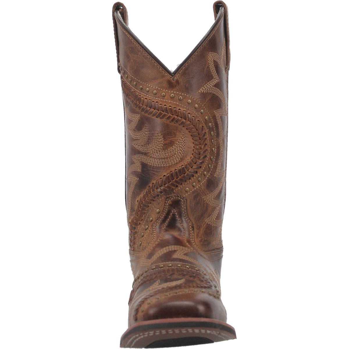 Laredo Charli Series Western Boots, 10, M W, Cheetah Printed, Embroidered, Studded, Tan, Leather