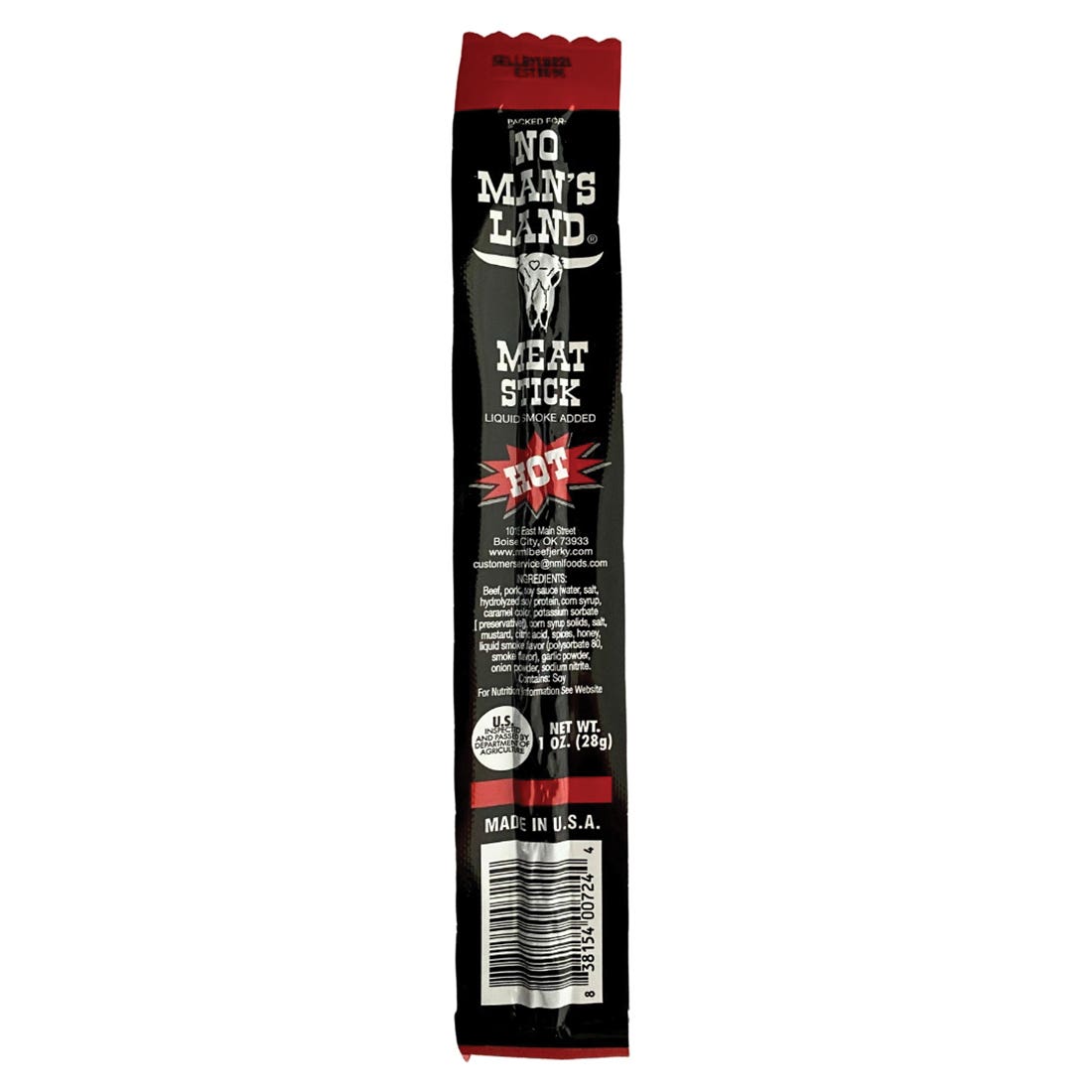 No Man's Land Hot Beef Jerky Stick 1 oz