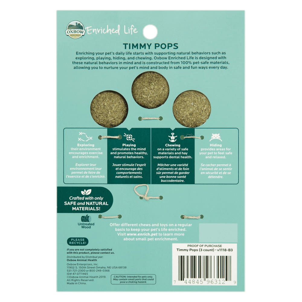Oxbow Enriched Life Timmy Pops for Chinchillas, Mice, Rabbits, Rats