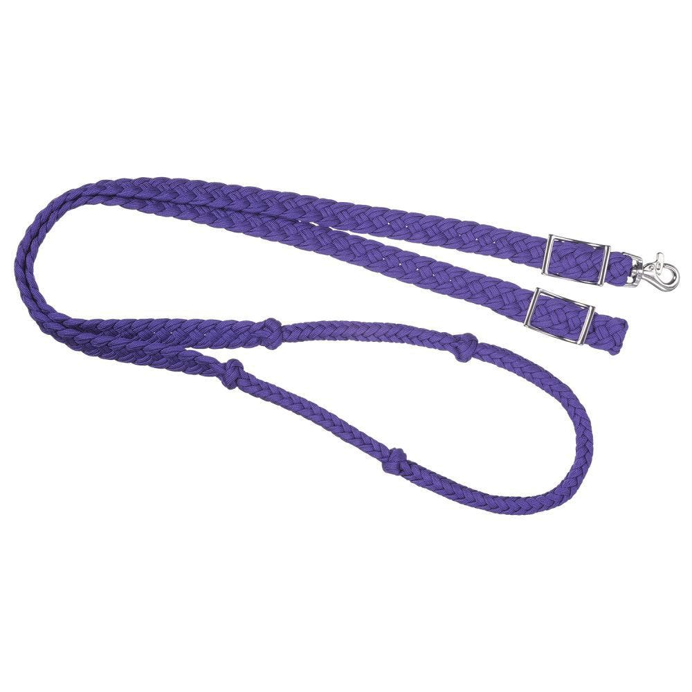 Tough 1 Knotted Cord Roping Reins, 7 ft L, 1 in W, Conway Buckle, Polyester, Royal Blue
