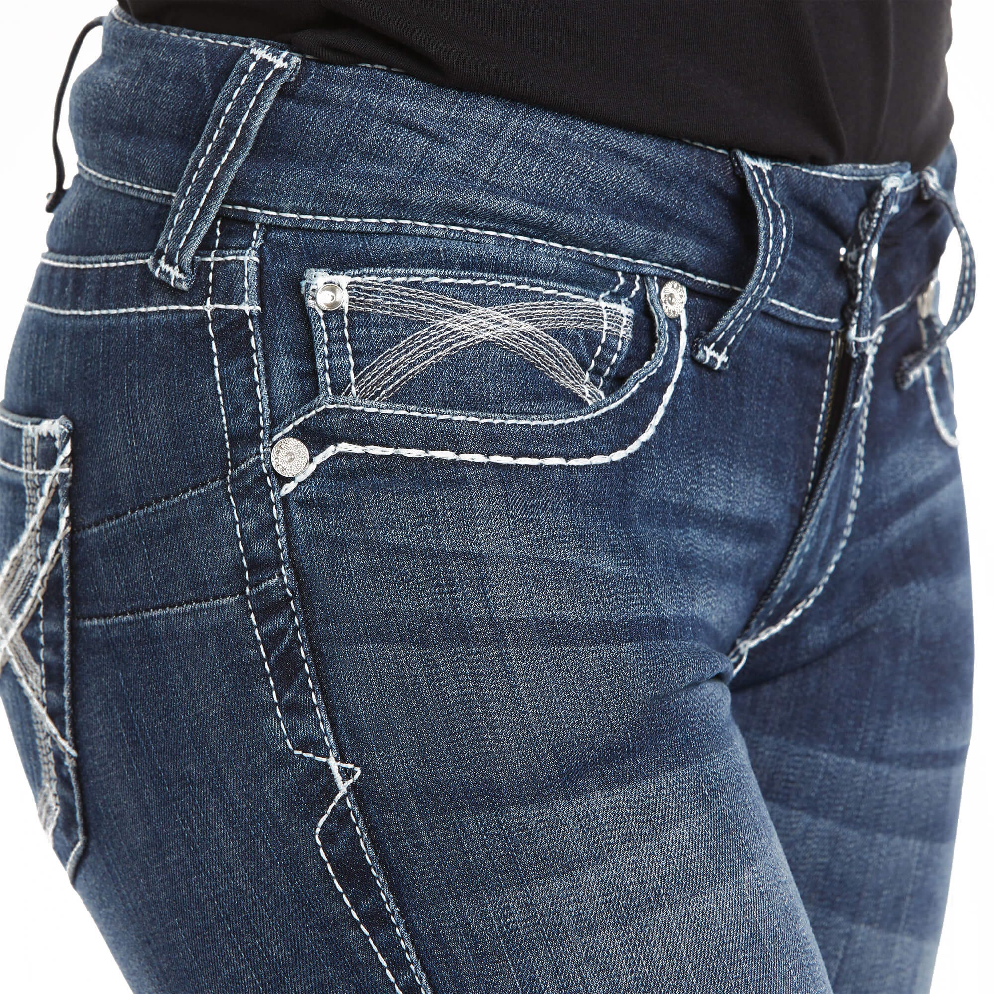 Ariat REAL Series Stackable Jeans, XS, 25 in, Dresden, Slim, Standard, Straight, Long, Stretchable
