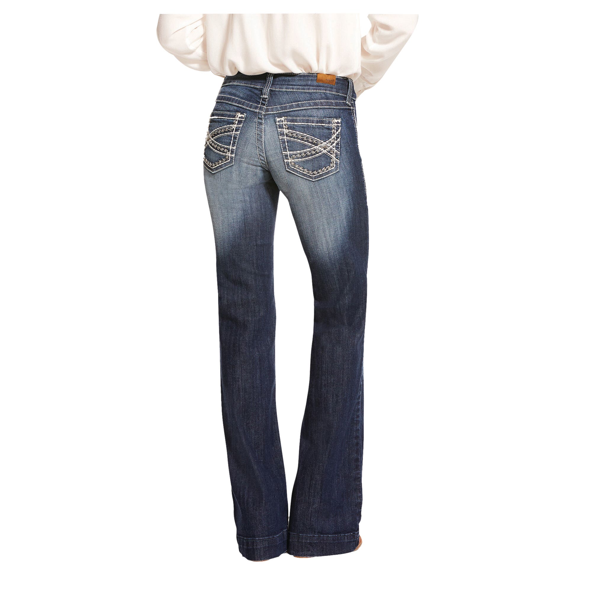 Ariat Entwined Series Trouser Jeans, L, 31 in, Marine, Bootcut, Slim, Standard, Regular, Stretchable