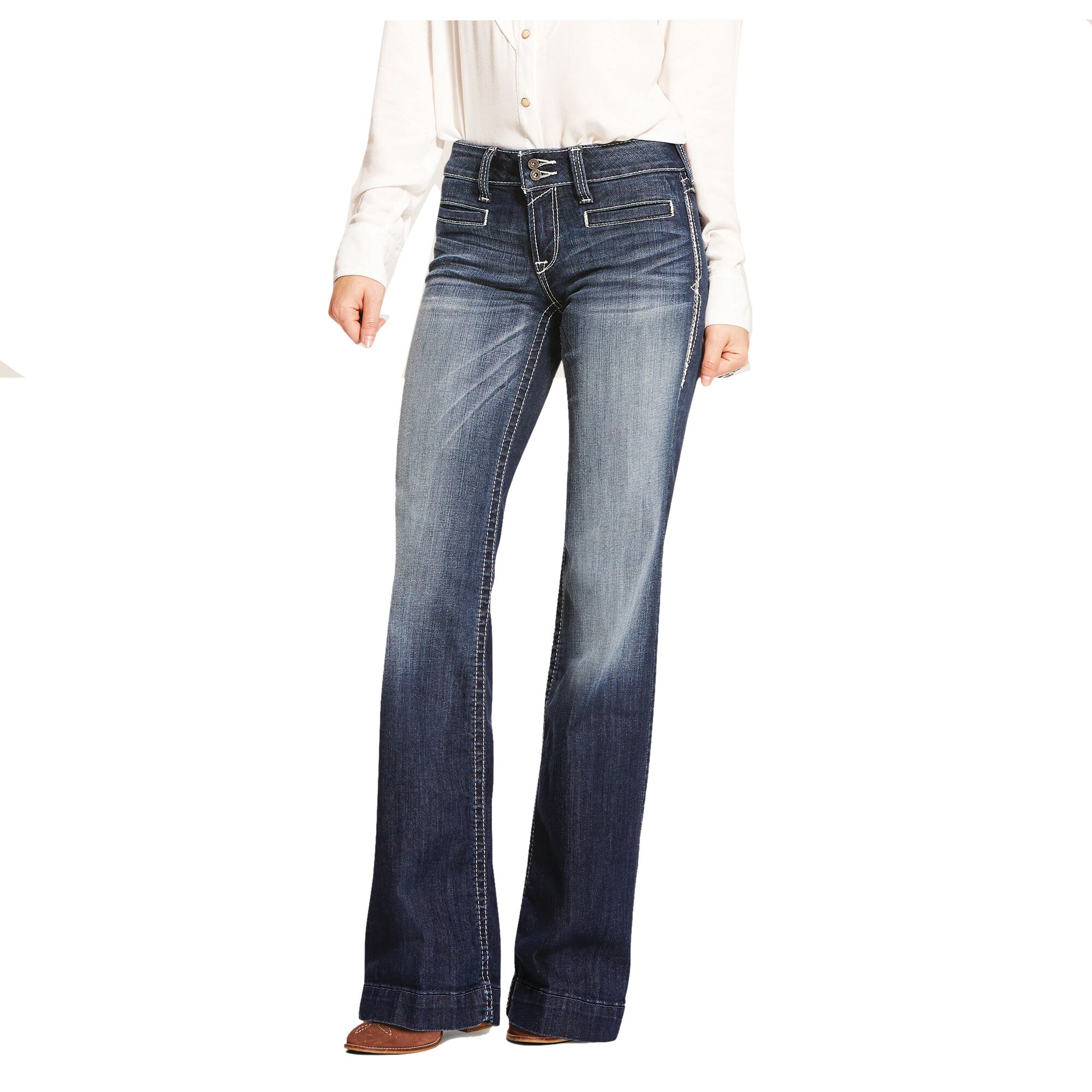 Ariat Entwined Series Trouser Jeans, XS, 25 in, Marine, Bootcut, Slim, Standard, Regular, Stretchable