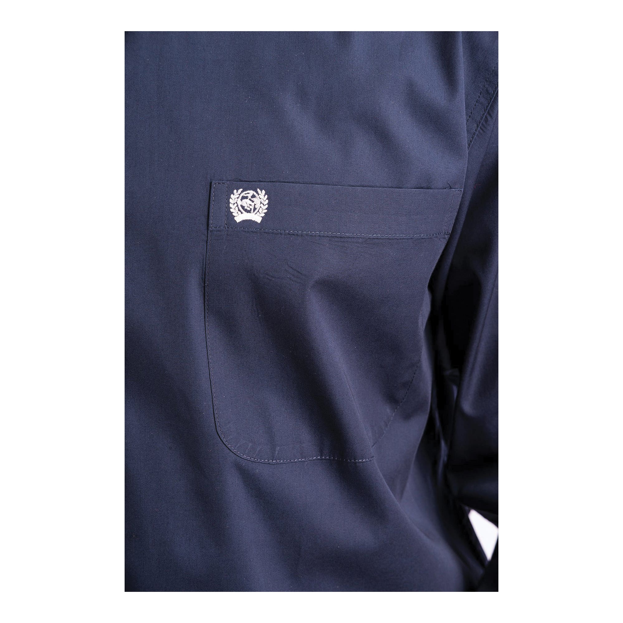Cinch Western Shirt, L, Cotton, Navy, Embroidered Cinch Logo, Solid Plain Weave, Button-Down, Classic