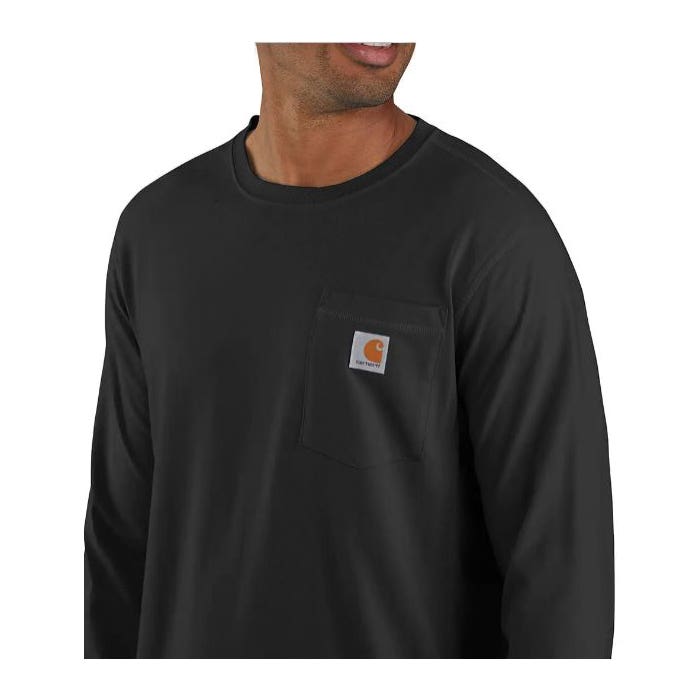 Carhartt Force Series T-Shirt, 3XL, Tall, Cotton/Polyester, Black, Long, Raglan Sleeve, Relaxed