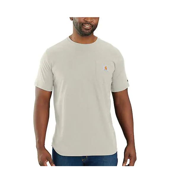 Carhartt Force Series T-Shirt, 3XL, Tall, Cotton/Polyester, Malt, Carhartt Force Label, Crew Neck