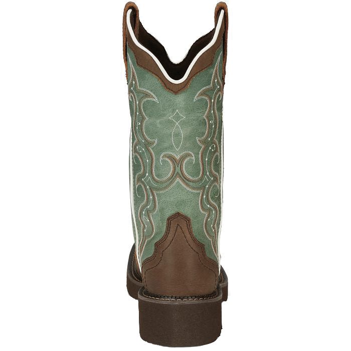 Justin Gypsy Western Boots, 11, Delicate White and Gold Stitch, Raya Distressed Brown, Leather