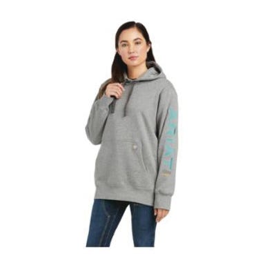 Ariat Rebar Series Hoodie, 2XL, Cotton/Polyester, Heather Gray