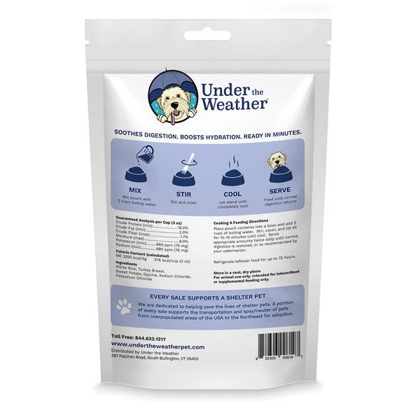 Under the Weather Dog Food, Freeze Dried, Rice, Sweet Potato, Turkey, 6 oz