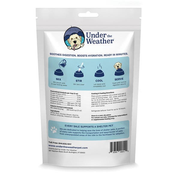 Under the Weather Dog Food, Freeze Dried, Chicken, Rice, 6 oz