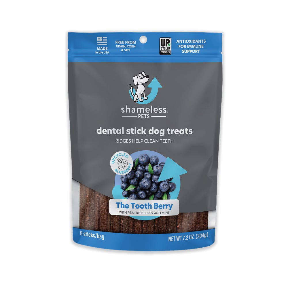Shameless Pets 462 The Tooth Berry Dental Stick, Special Diet: Corn-Free, Grain-Free, Soy-Free, Blueberry, Chia, Mint
