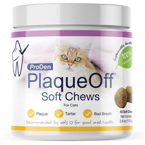 NaturVet ProDen PlaqueOff 76000480 Cat Treat, Soft Chew, 45
