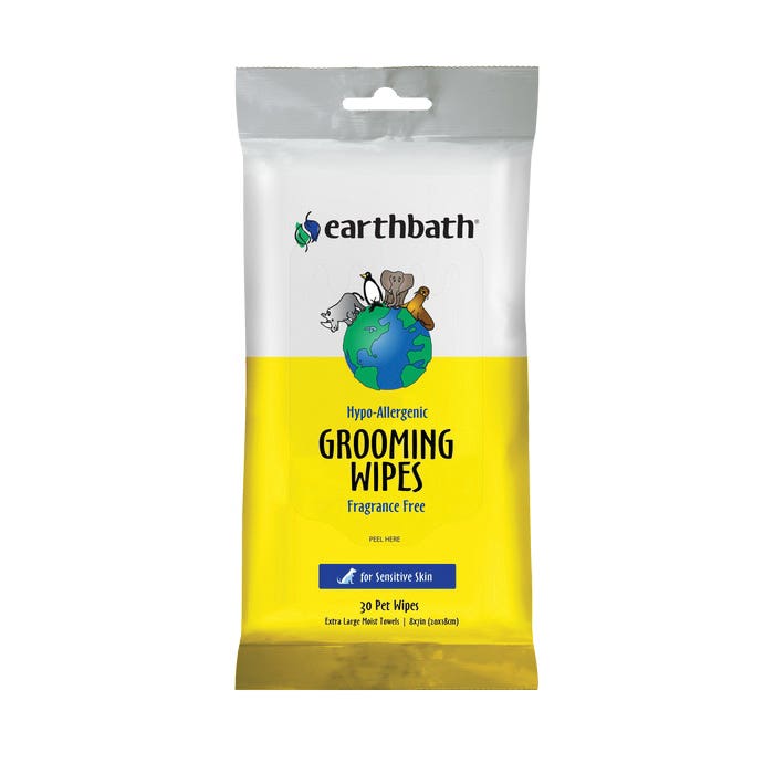 earthbath Hypoallergenic Grooming Wipes, Pouch, 100/PK