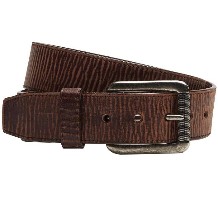 Justin Bomber Belt, Men's, Matte/Silver Buckle, Leather, Brown, Buckle