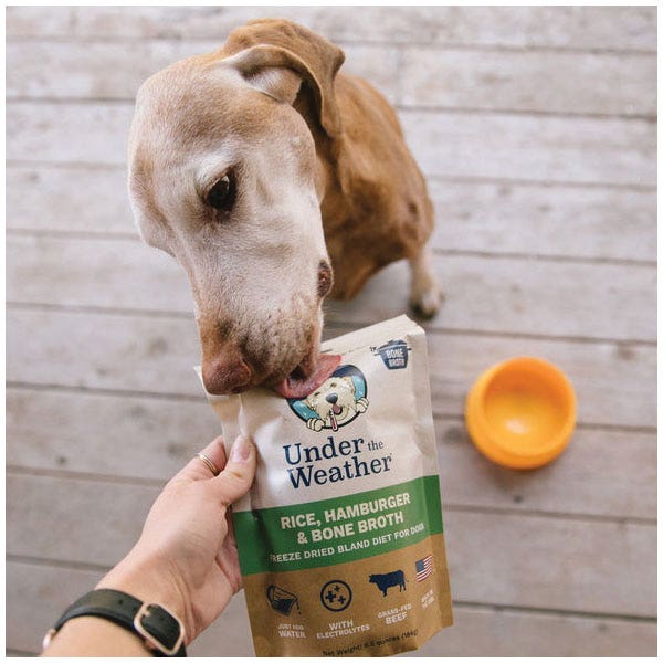 Under the Weather Dog Food, Freeze Dried, Bone Broth, Hamburger, Rice, 6.5 oz