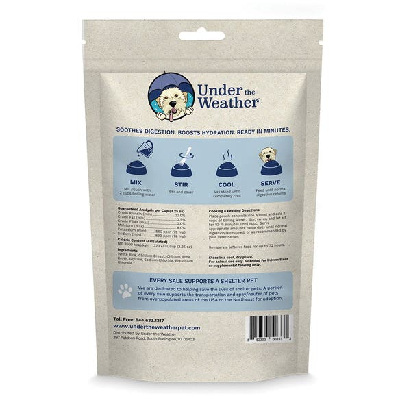 Under the Weather Dog Food, Freeze Dried, Bone Broth, Chicken, Rice, 6.5 oz