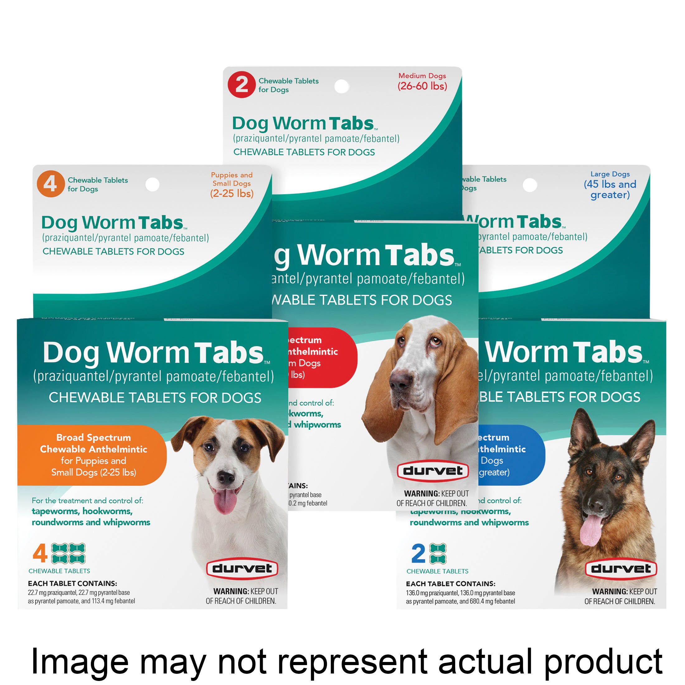 Durvet 011-18302 Dog Worm Tablet, Solid, Brown, 4 Tablets, Box