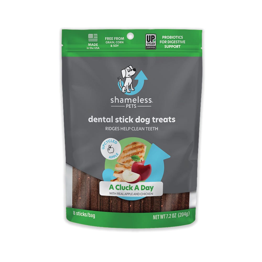 Shameless Pets 745 A Cluck A Day Dental Stick, Special Diet: Corn-Free, Grain-Free, Soy-Free, Apple, Chicken, 7.2 oz