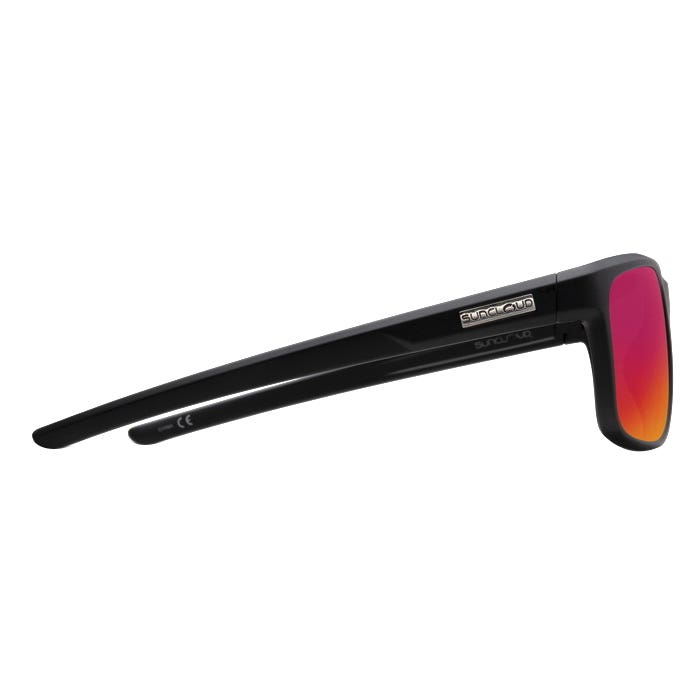 Suncloud Respek Series Sunglasses, Evolve, Rectangular, Grilamid, Matte Black, Polarized, Red Mirror Lens