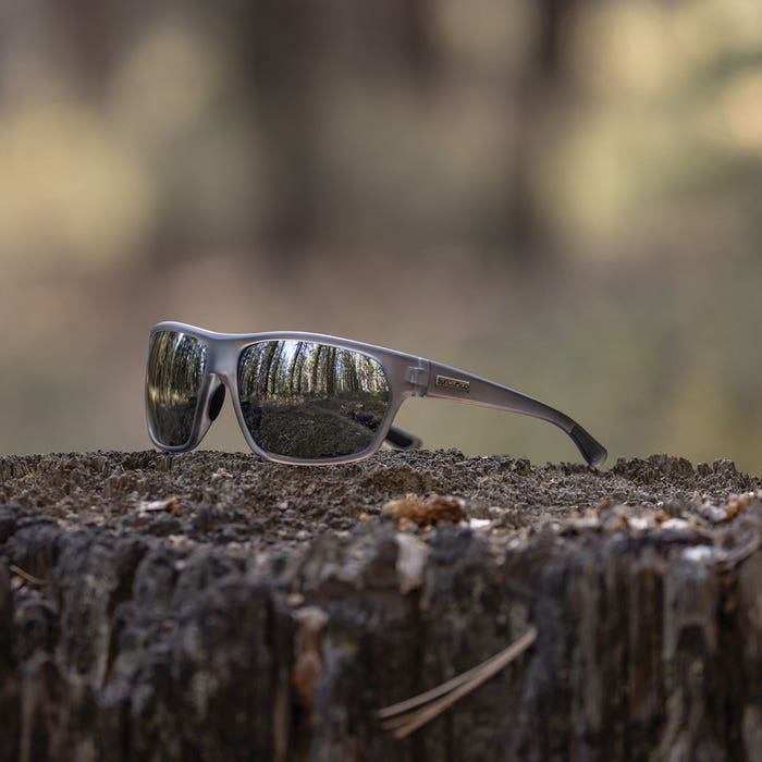 Suncloud Boone Series Sunglasses, Evolve, Plastic, Matte Silver Gray, Polarized, Silver Mirror Lens