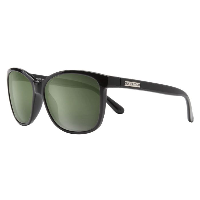 Suncloud Sashay Series Sunglasses, Evolve, Plastic, Black, Polarized, Gray Green Lens