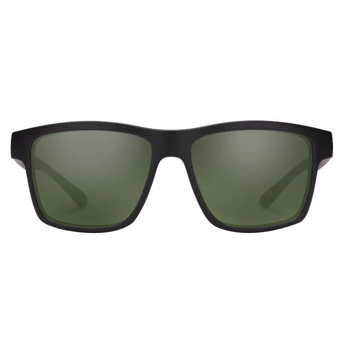 Suncloud A-Team Series Sunglasses, Evolve, Rectangular, Plastic, Black, Polarized, Gray Green Lens