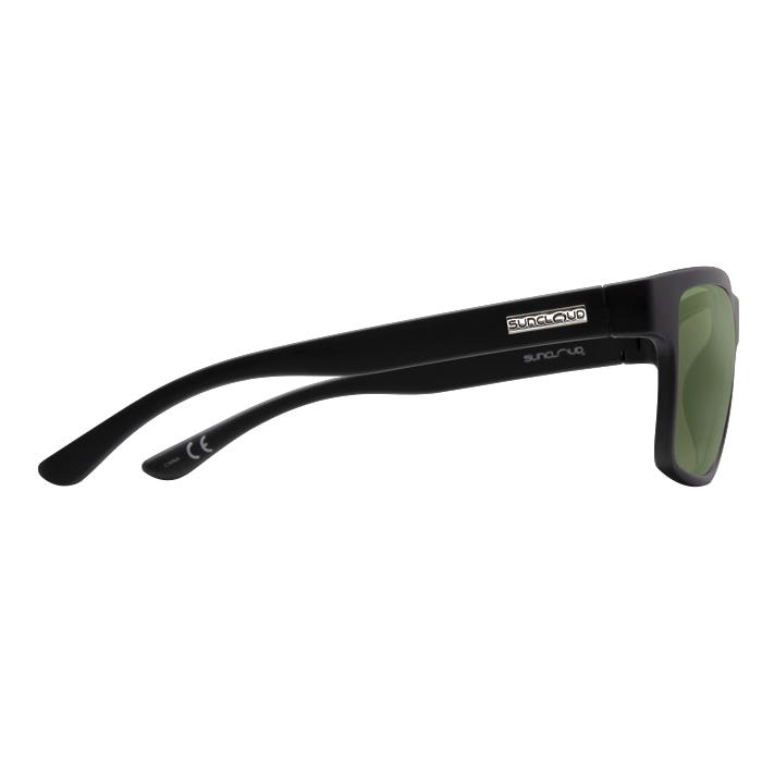 Suncloud A-Team Series Sunglasses, Evolve, Rectangular, Plastic, Black, Polarized, Gray Green Lens
