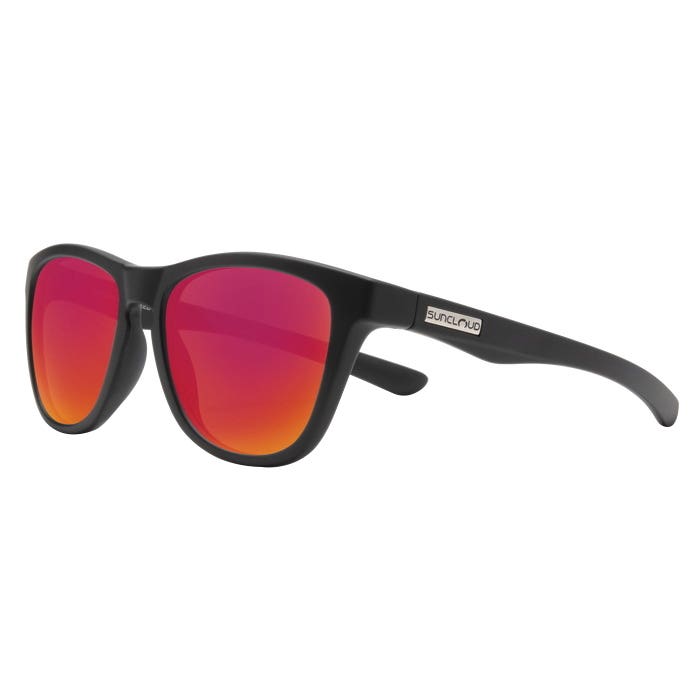Suncloud Topsail Series Sunglasses, Evolve, Cat Eye, Matte Black, Polarized, Red Mirror Lens