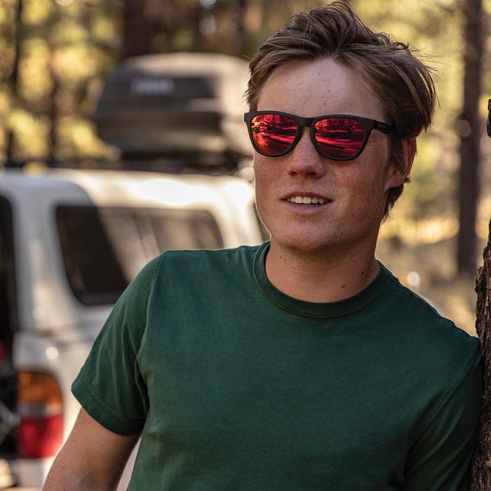 Suncloud Topsail Series Sunglasses, Evolve, Cat Eye, Matte Black, Polarized, Red Mirror Lens