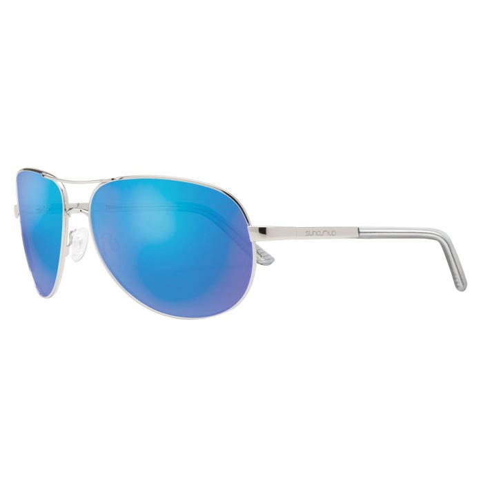 Suncloud Aviator Series Sunglasses, Plastic, Silver, Polarized, Blue Mirror Lens