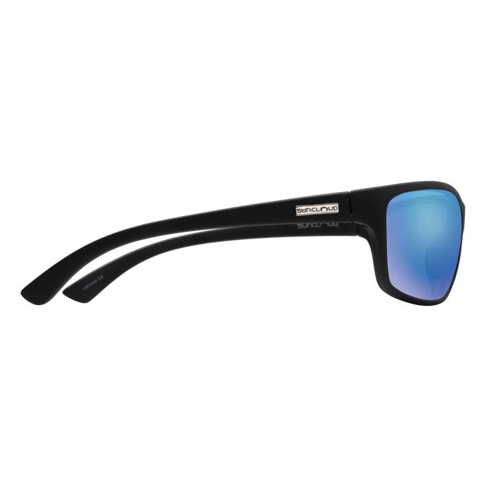 Suncloud Sentry Series Sunglasses, Evolve, Nylon, Matte Black, Polarized, Blue Mirror Lens